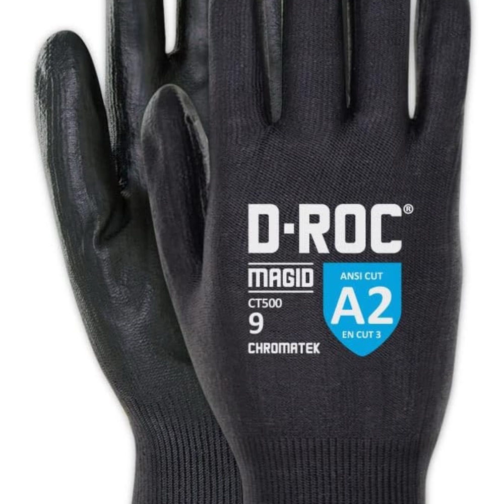 MAGID ChromaTek ANSI A2 Hyperon Blend PU Palm Coated Work Gloves, 12 Pairs